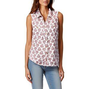 Nautica Jeans Womens Size Large Paisley Printed Cotton Sleeveless Top